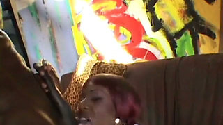 Booty black doll in fishnet stockings has her ass filled and creamed