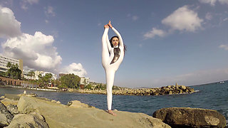 Elegnant Contortionist in White Spandex