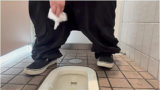 Awkwardly Pissing In A Public Squat Toilet In Japan Look At My Fat Pussy