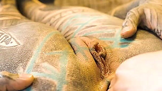 Roadtrip Tattooed Girl Fucks a Girl Anal with a Big Toys in Vintage Talbot Express