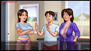 Summertime Saga Part 23 By DarkCookie - Hot milf caught him masturbating right in Her Bed and help him to cum well