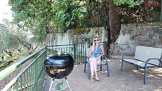 Distressed Stepaunt Seduces and Fucks Virgin Stepnephew to Convince Him to Help Her with the Bbq Before the Guests Arrive