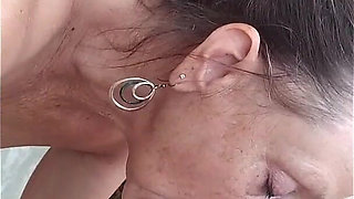 Candi Annie Sucks Cock and Swallows Cum in Fountain