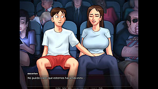 Stepmom and stepsister fuck the lucky tenant when they're alone with him - summertime saga