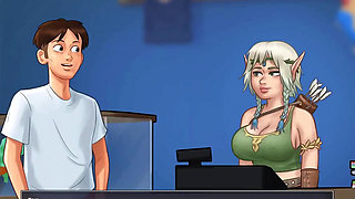 Summertime saga: stepsister jerks her step brother's dick on cam show ep 98