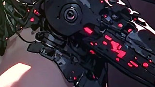 Naked Anime Cyborg - Tall Slim Girl with Manhwa Dark Style Robotic Arm
