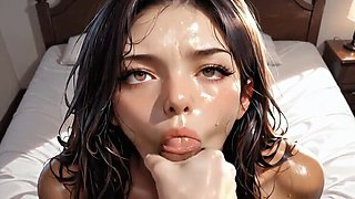 Young Beautiful Girl Sucks Cock in Bed - Ultra Realistic 3D Sex Animation