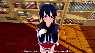 Akeno Gives Me a Blowjob in a Public Library - Dxd Ntr Madness Series