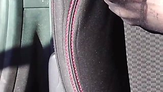 Feet of Nylonjunge in Pantyhose in Car