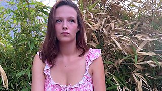 Amateur chick sucks on a big cock