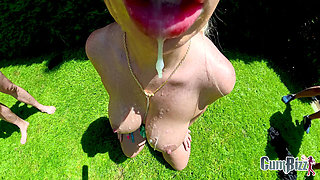 Dutch Blonde Bimbo Outdoor Cumdump Bukkake
