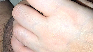 Damn, step mom does a strong and quick handjob on step son big dick