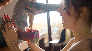 Hot Tattooed Pornstars Extreme Anal Lesbian Squirt Fest