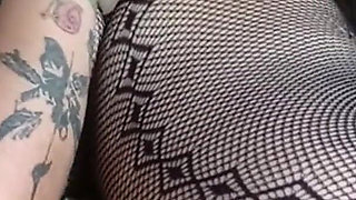 Getting Fucked by Two Cocks While I'm Wearing My Fishnet Stockings