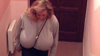 Big Boobed Blonde Masturbates With A Dildo In The Bathroom