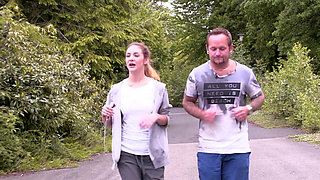 Sexy couple gets into the outdoor sex right after their daily routine,yoga and jogging