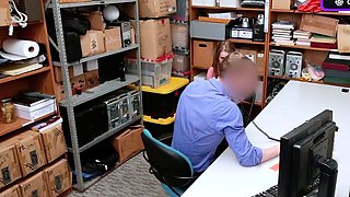 Redhead shoplifter receives a big prick punishment