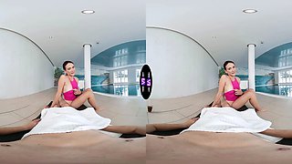 Horny girlfriend globs bathing suit and demands hot jizz on her tummy - tmwvrnet