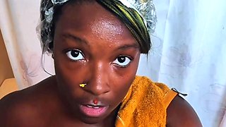 Amateur Ebony Shower Tease!!