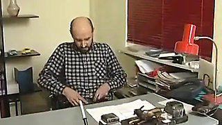 Office Blowjob: Redhead Granny Sucks Massive Cock Then Rides Hard