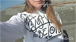 Flashing My Big Tits On A Public Italian Beach!
