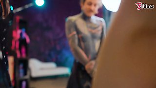 Tattooed Slave Tormented by Three Latex Femdoms – Extreme Sounding & Urethra Play