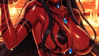 98.demon Girl in a Lava Bath Sexy Pose. Ai Animation