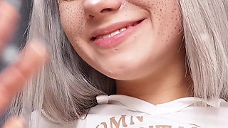 Swallows Sperm and Smears It All Over Her Tits!