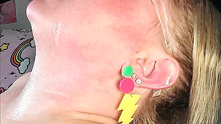 Extreme BBW Dildo Wet and Messy Deepthroat Saliva