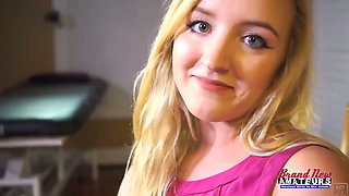 Alex Brunette & Autum Blonde Busty Curvy Coeds Double BJ Passion!
