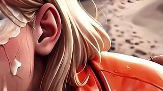 Fast Action - Blindfolded Beach Blonde - Deepthroat, Tongue and Facial Until the Sun Goes Down