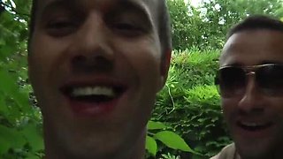 Blonde Babe Sucks Dick and Spreads Pussy in Workshop Threesome