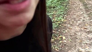 Big ass teen with natural boobs fucked extra hard in the forest