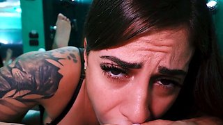 TATTOOED BLONDE ITALIAN SLUT Marika Milani footjob tease