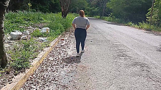 Chubby Latina Shows Her Ass and Tits Outdoors