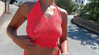 Walking, Flashing Tits and Pussy, Plus Pissing Outdoors in Croatia