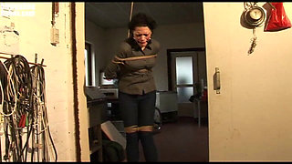 Steffi Dangling on Rope Tightly Ballgagged