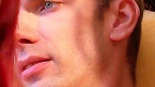 Redhead Russia whore MILF fuck couple men with huge cock