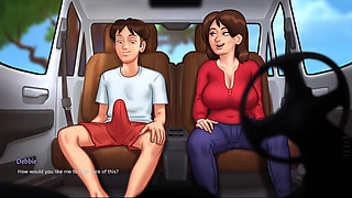 Stepmom help stepson in car