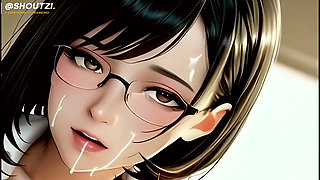 Mei the Hot Office Glasses Slut New Harem Girl Desk Blowjob Cowgirl Doggy Facial 4k120
