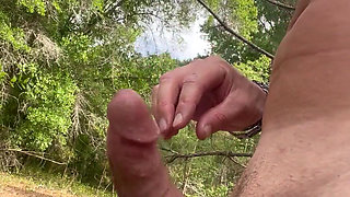Outdoor Jerking with Dripping Cum