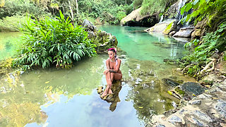 Monika Fox In Pink Bikini And Naked At Waterfall And Cave