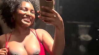 Prego Belly and Titties in the Bathroom