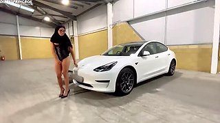 Hot Young Arab Wife Gets Fucked Hard in Car Park Blowjob and Facial