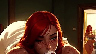Redhead Stepdaughter Watches Me Fuck Her Stepmom on Couch - Hentai 3D Sex Story