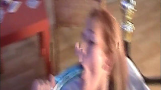 Blonde Amateur Deepthroats Blue Dildo Then Rides It