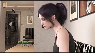Hot brunette with big tits stars in a steamy adult visual novel gameplay