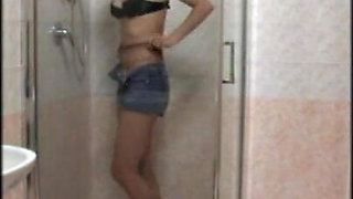 In the Shower with Pantyhose