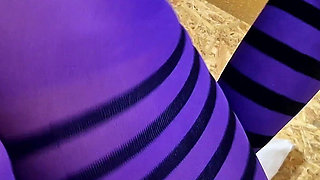 POV Julia Kate Purple and Black Nylon Fuck
