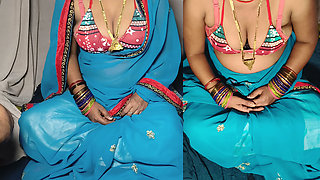 Desi sexy wife hot bikni and sky blue saree hot pussy sex